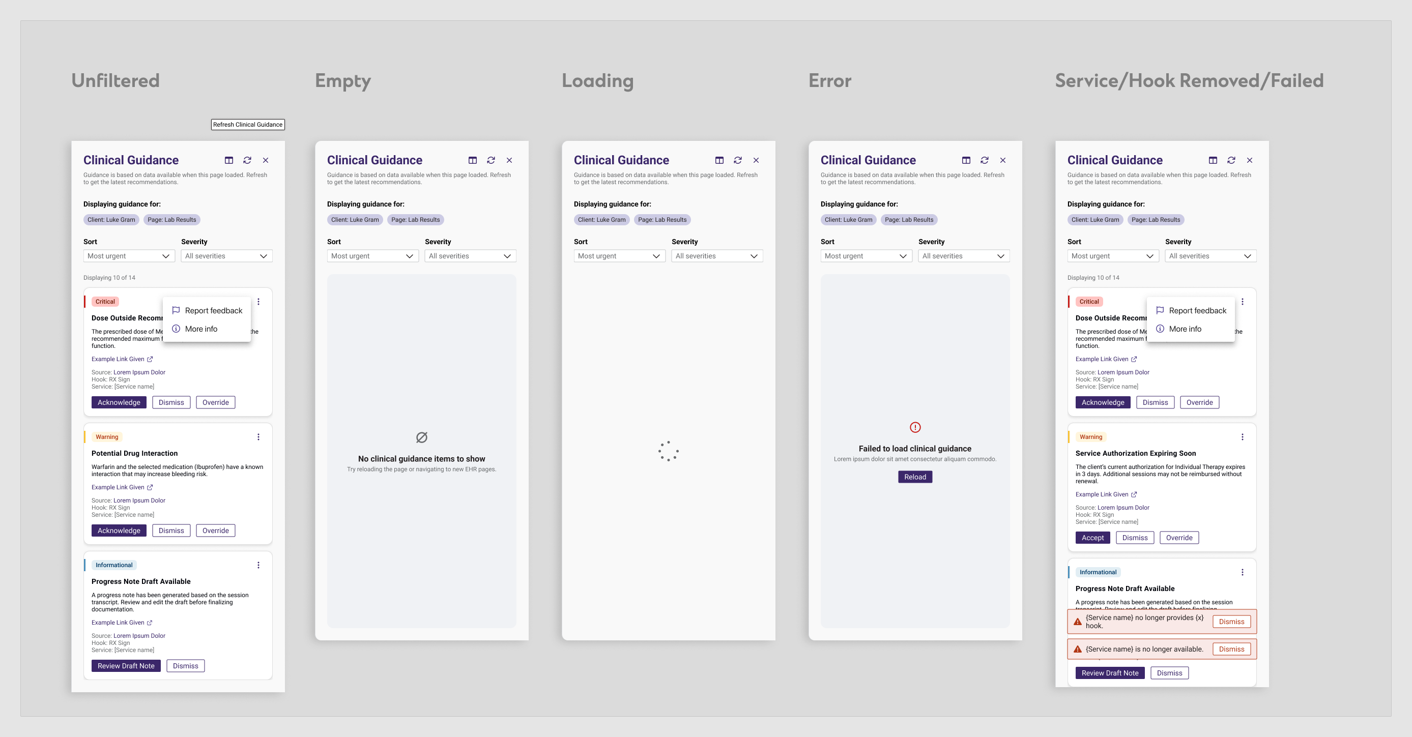Clinical decision support panel shown in context inside the EHR interface