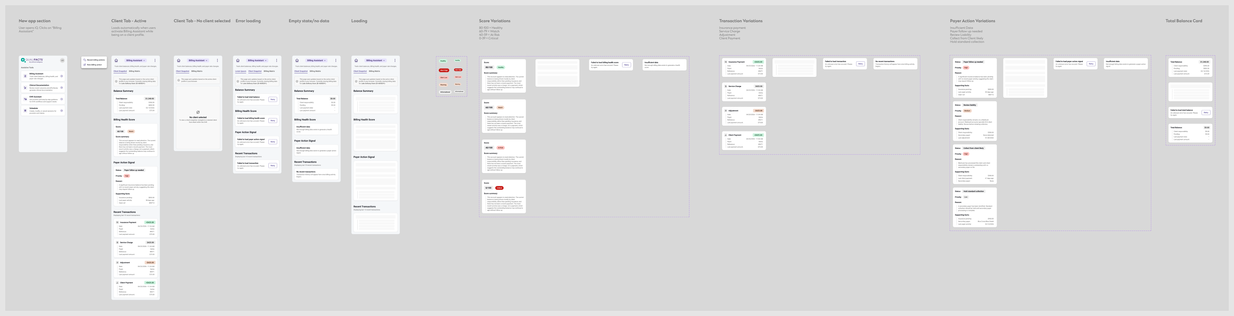 iQ billing agent interface showing AI-assisted claims and billing workflows